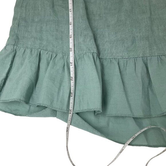 Terzo Millennio Green Off-Shoulder Top short sleeve linen blouse Ruffle casual - Picture 7 of 7